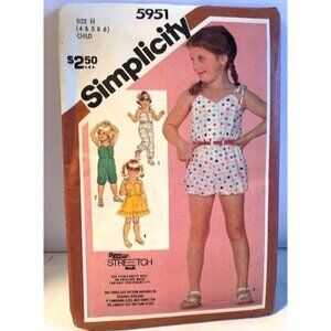 Simplicity 5951 Vintage Jumpsuit Dress Pattern Size 4 5 6 Uncut 1980s